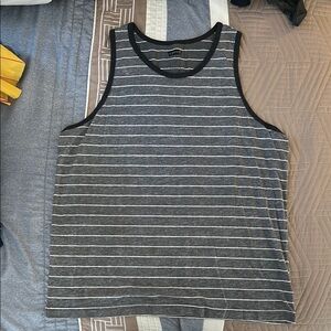 Levi's Gray and White Striped Tank Top